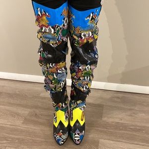 Cape Robbin Hilda Multi Snake Thigh Over Knee Pointy Western Slouchy…Size 10